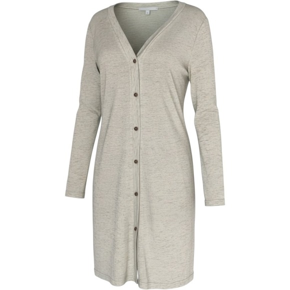 Sweaters - Pima Cotton Blend Duster Cardigan Casual L Oatmeal Fall Capsule Wardrobe NWT